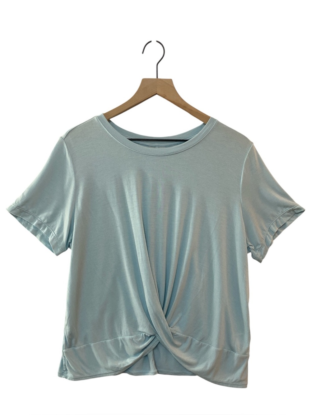 Zella Peaceful Twist Light Blue Tee Size XL‎ Twist Front Lightweight Casual